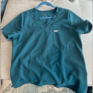 Figs Catarina One-Pocket Scrub Top Caribbean blue